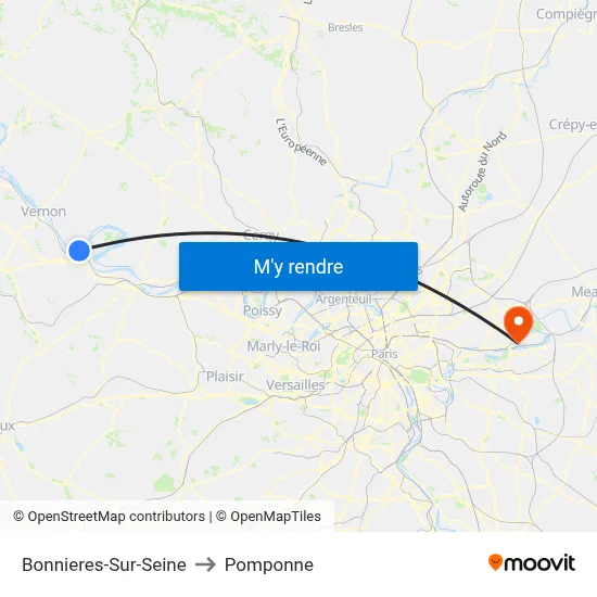 Bonnieres-Sur-Seine to Pomponne map