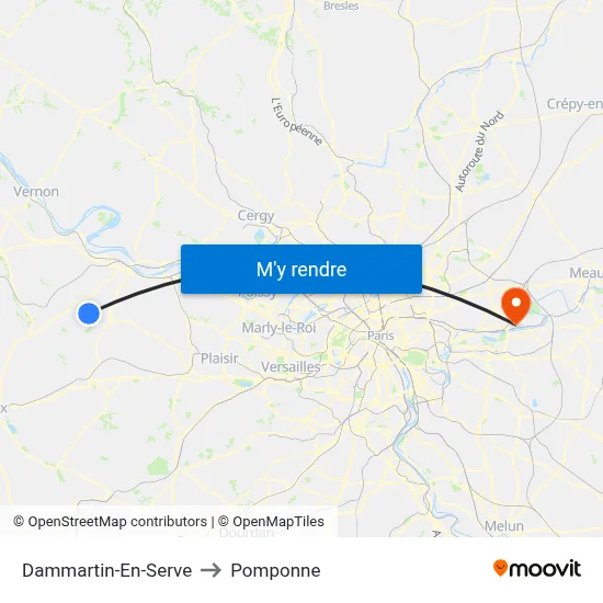 Dammartin-En-Serve to Pomponne map