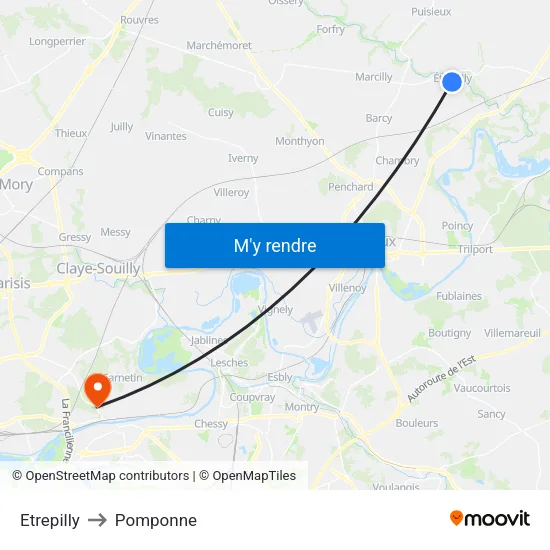 Etrepilly to Pomponne map