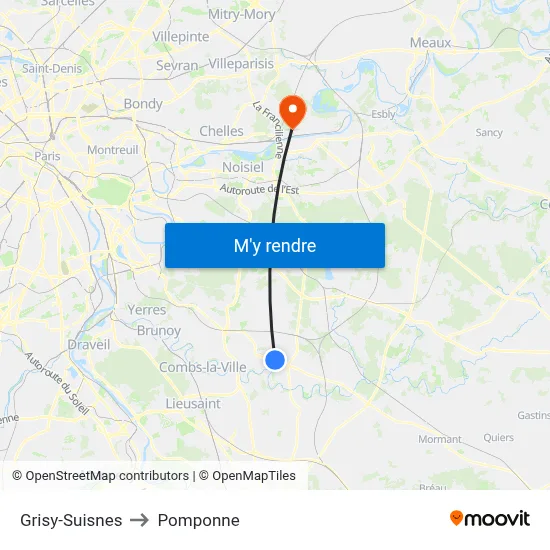 Grisy-Suisnes to Pomponne map
