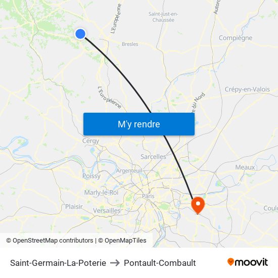 Saint-Germain-La-Poterie to Pontault-Combault map