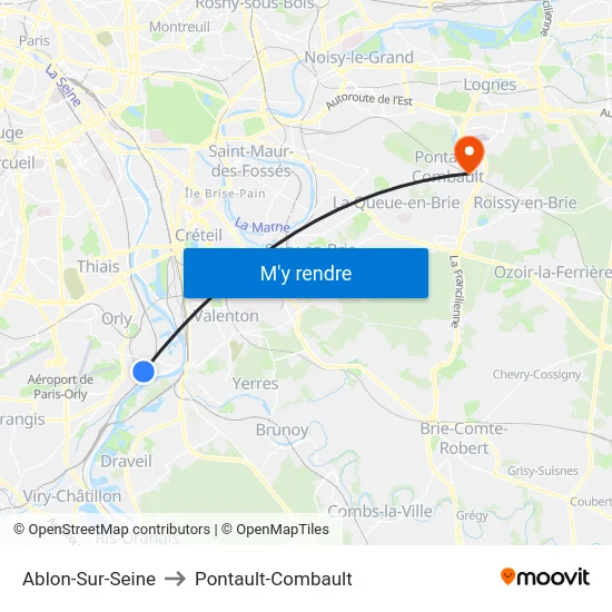 Ablon-Sur-Seine to Pontault-Combault map