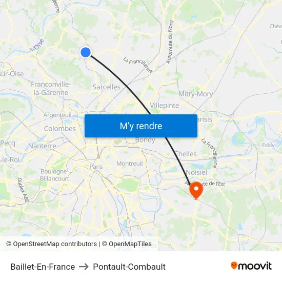 Baillet-En-France to Pontault-Combault map