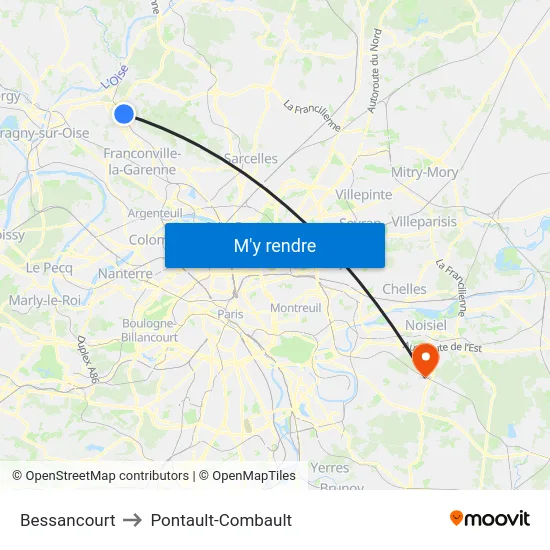 Bessancourt to Pontault-Combault map