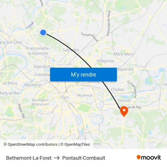 Bethemont-La-Foret to Pontault-Combault map
