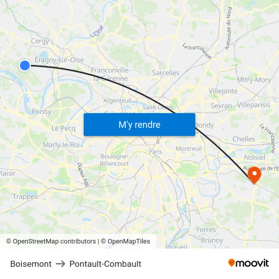 Boisemont to Pontault-Combault map