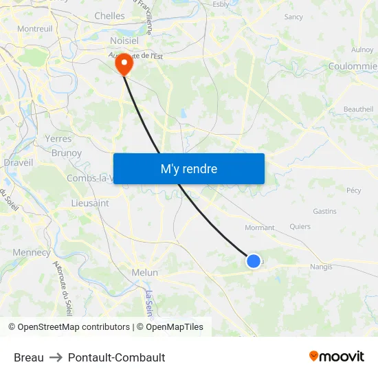 Breau to Pontault-Combault map