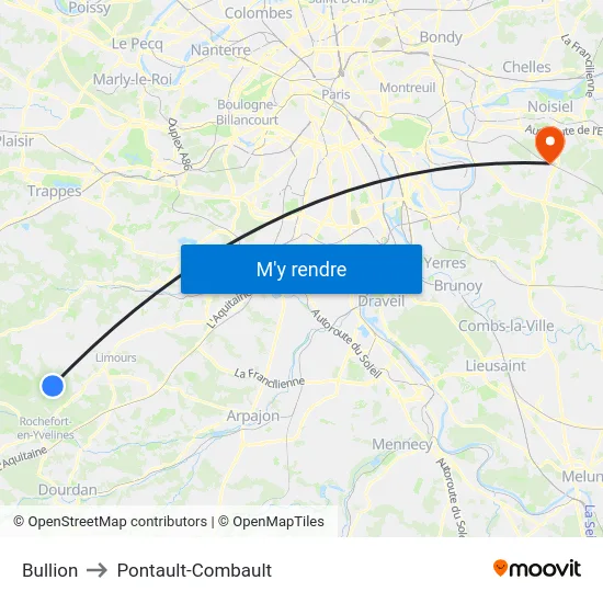 Bullion to Pontault-Combault map