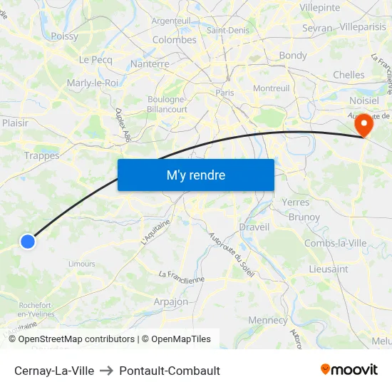Cernay-La-Ville to Pontault-Combault map