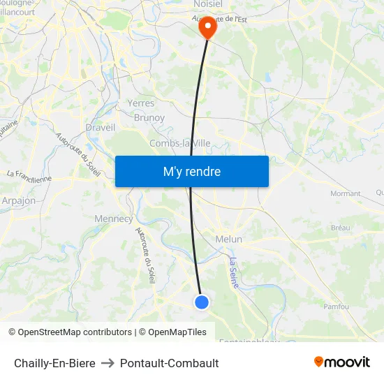 Chailly-En-Biere to Pontault-Combault map