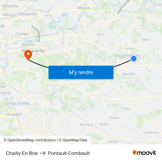 Chailly-En-Brie to Pontault-Combault map