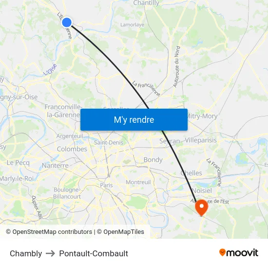 Chambly to Pontault-Combault map