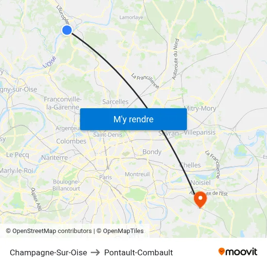 Champagne-Sur-Oise to Pontault-Combault map