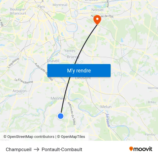 Champcueil to Pontault-Combault map