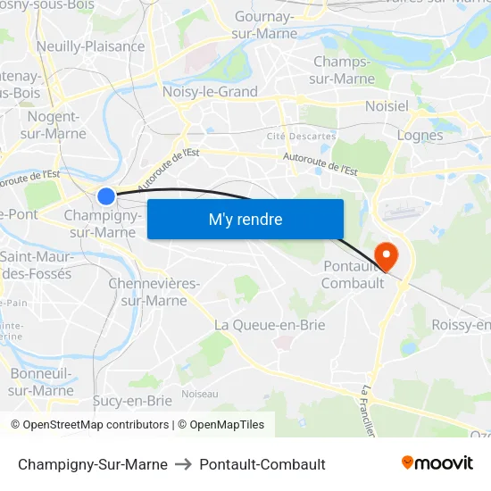 Champigny-Sur-Marne to Pontault-Combault map