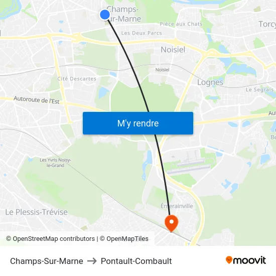 Champs-Sur-Marne to Pontault-Combault map