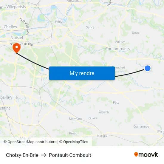 Choisy-En-Brie to Pontault-Combault map