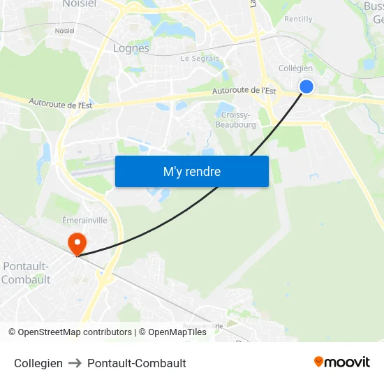Collegien to Pontault-Combault map