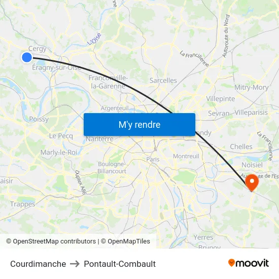 Courdimanche to Pontault-Combault map