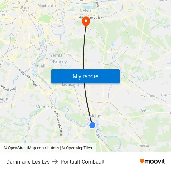 Dammarie-Les-Lys to Pontault-Combault map