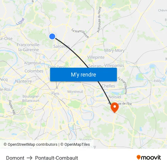 Domont to Pontault-Combault map