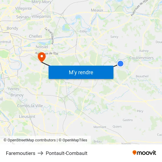 Faremoutiers to Pontault-Combault map