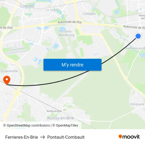 Ferrieres-En-Brie to Pontault-Combault map