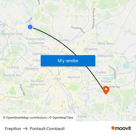 Frepillon to Pontault-Combault map