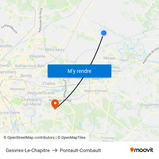 Gesvres-Le-Chapitre to Pontault-Combault map