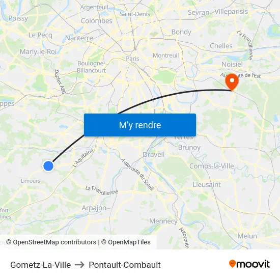Gometz-La-Ville to Pontault-Combault map