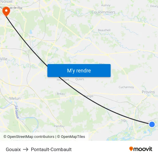 Gouaix to Pontault-Combault map