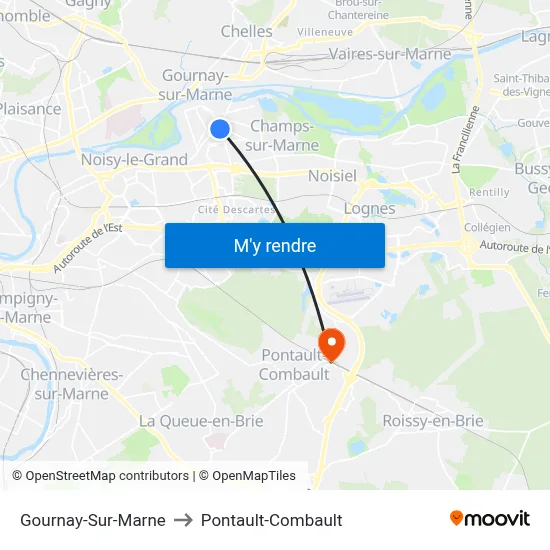 Gournay-Sur-Marne to Pontault-Combault map