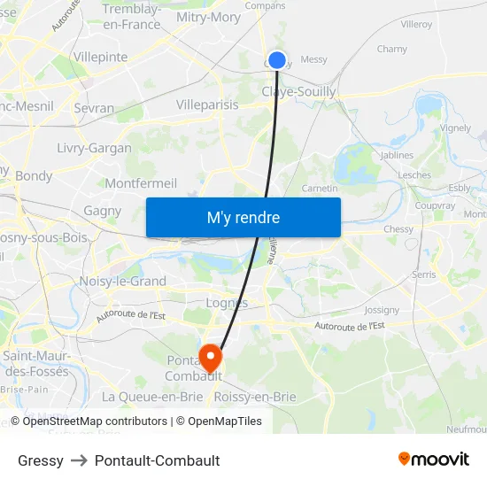 Gressy to Pontault-Combault map