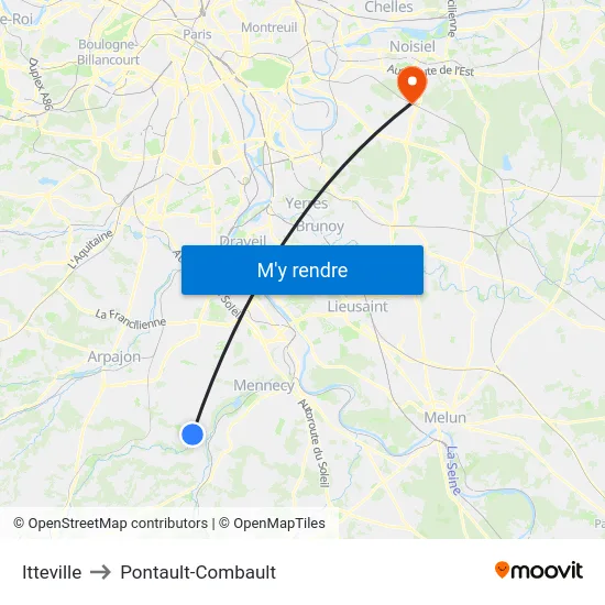 Itteville to Pontault-Combault map