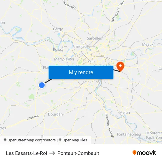 Les Essarts-Le-Roi to Pontault-Combault map