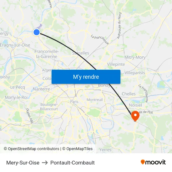 Mery-Sur-Oise to Pontault-Combault map
