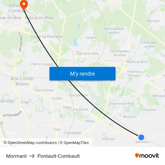 Mormant to Pontault-Combault map