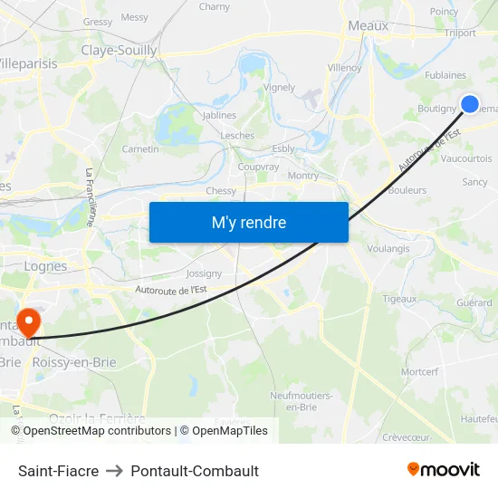 Saint-Fiacre to Pontault-Combault map