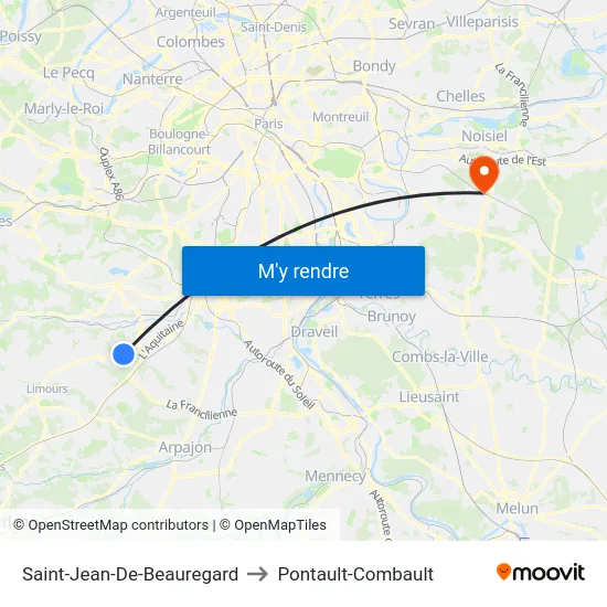Saint-Jean-De-Beauregard to Pontault-Combault map