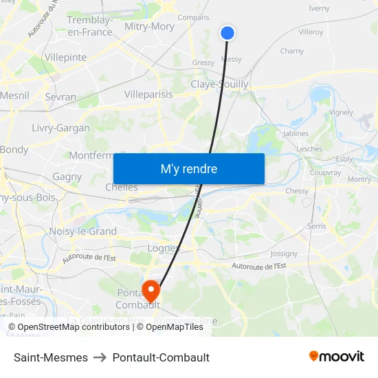Saint-Mesmes to Pontault-Combault map