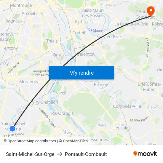 Saint-Michel-Sur-Orge to Pontault-Combault map