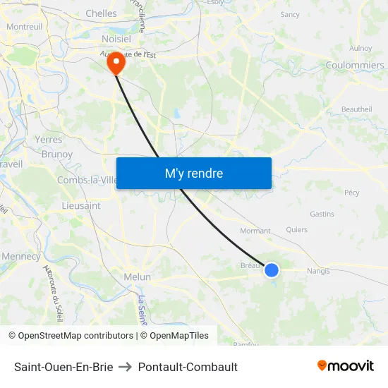Saint-Ouen-En-Brie to Pontault-Combault map