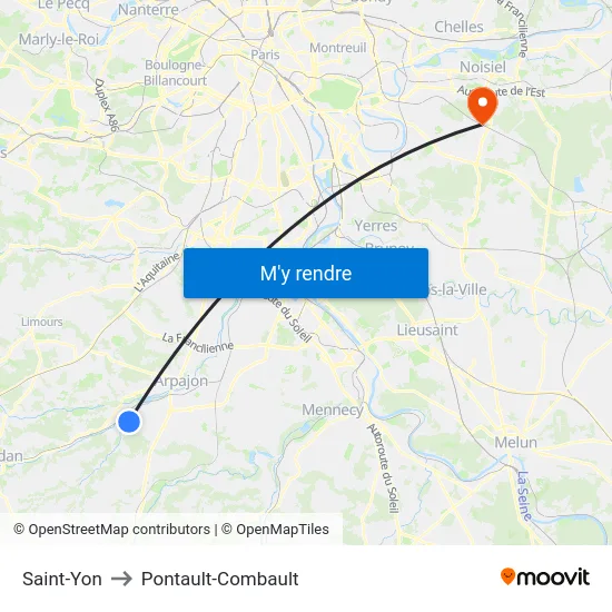 Saint-Yon to Pontault-Combault map