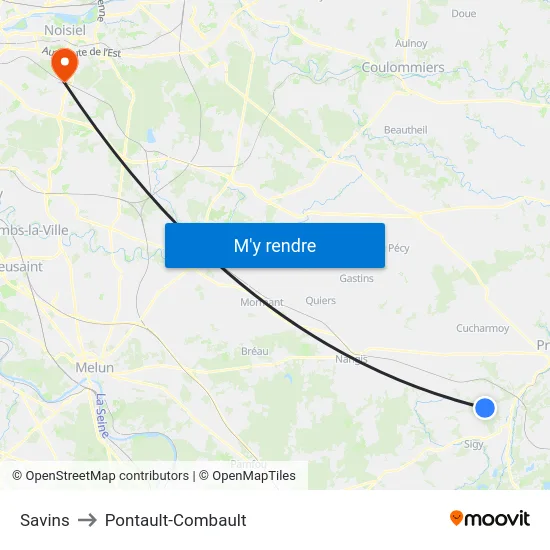 Savins to Pontault-Combault map