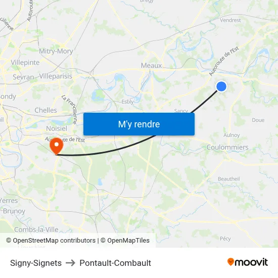 Signy-Signets to Pontault-Combault map