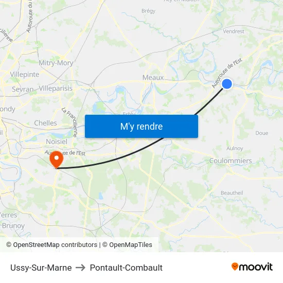 Ussy-Sur-Marne to Pontault-Combault map