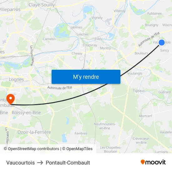 Vaucourtois to Pontault-Combault map