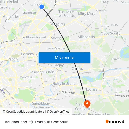 Vaudherland to Pontault-Combault map