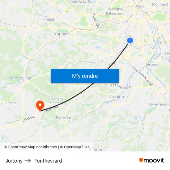 Antony to Ponthevrard map