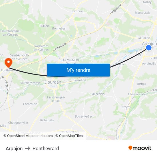 Arpajon to Ponthevrard map